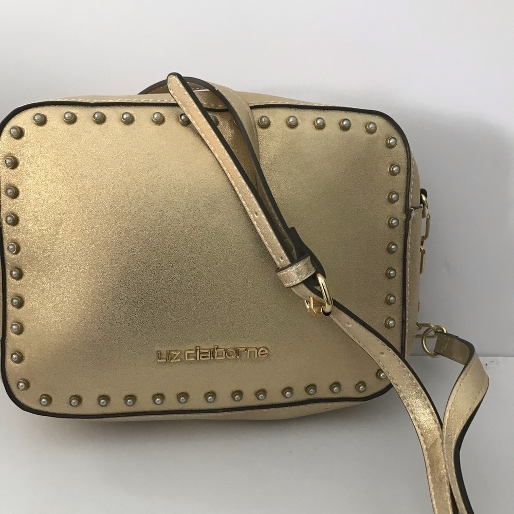 Liz Claiborne Gold and Faux Pearl Shoulder Bag